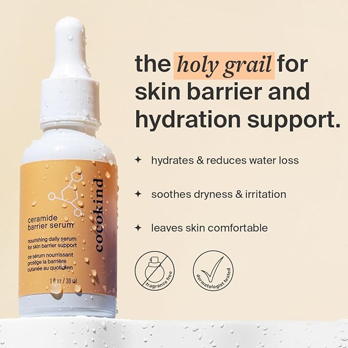 Cocokind Ceramide Barrier Serum, Hydrating Serum to Reduce Dryness, All Skin Types including Sensitive Skin, Fragrance Free, Cruelty Free, Jumbo Bottle, 2oz