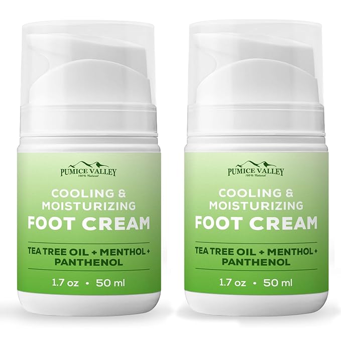 2 Pack Foot Cream for Dry Cracked Feet and Heels - Natural Moisturizer, Corn, Calluses Treatment - Skin, Body Lotion, Panthenol, Tea Tree Oil, Menthol 1.7 Oz