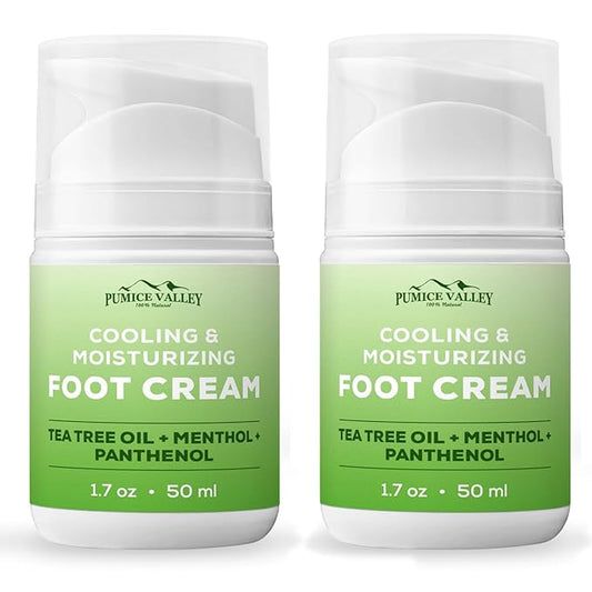 2 Pack Foot Cream for Dry Cracked Feet and Heels - Natural Moisturizer, Corn, Calluses Treatment - Skin, Body Lotion, Panthenol, Tea Tree Oil, Menthol 1.7 Oz