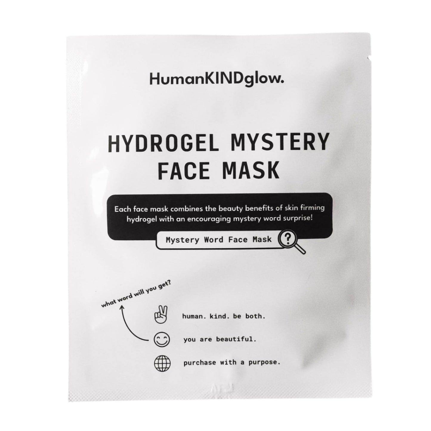 HumanKINDglow. Hydrogel Mask – Face Masks Skincare | Korean Facial Masks for Women Skin Care | Overnight Firming, Hydrating, Anti-Aging Face Mask Skincare with Inspirational Affirmation