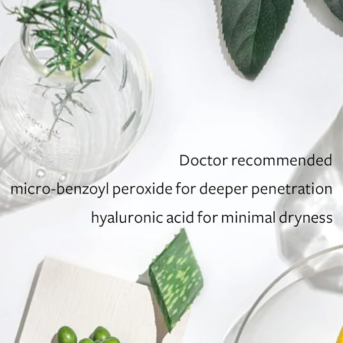 Dr Song Benzoyl Peroxide Wash 10% with Hyaluronic Acid Acne Treatment: Acne Face Wash & Back, Butt, Body Wash Korean Skincare (8oz)