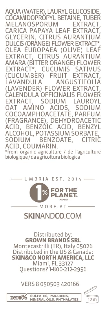 SKIN&CO Truffle Therapy Morning Dew, AHA BHA Face Cleanser & Gentle Exfoliating Gel, Clean Beauty Luxury Skincare, 0.68 FL OZ, Made in Italy