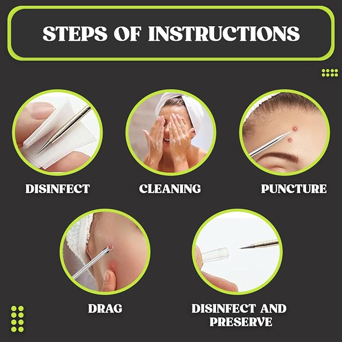 [2 Pcs] Pimple Extractor Tool 2025 Latest - Comedone Extractor, Pimple Popper, Blackhead Remover for Face, Zit Popper, Pimple Needle for Acne Removal