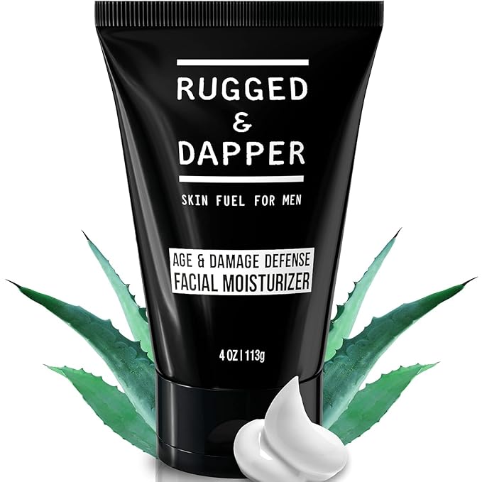 RUGGED & DAPPER - Age Defense Face Moisturizer for Men | 4oz | Hydrating Mens Face Lotion | Unscented + Anti- Aging Formula for Clear Skin | Natural Ingredients | Made in USA
