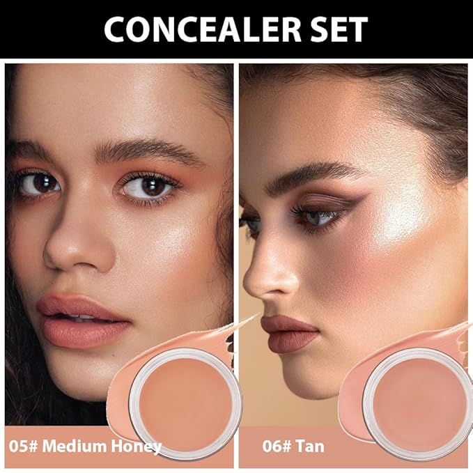 Kaely 2Pcs Pot Concealer Full Coverage Set,under Eye Correcting Concealer,05+06