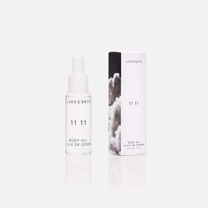 Lake & Skye 11 11 Body Oil Mini, 0.33 fl oz (10 ml) - Hydrating with Vitamin E & Sweet Almond Oil - Sheer & Uplifting Scent