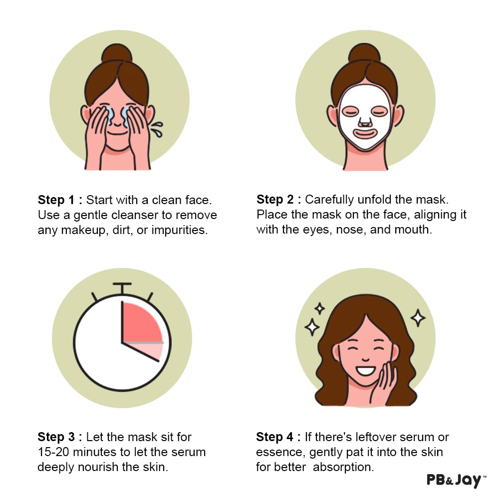 PB&Jay Purenature Hydrate and Calm Facial Mask - 12 Pack Acai Berry,Vita c,retinol and more, Made in Korea, Face Mask Skincare for Hydration, Skincare Face Mask, Moisturizing Mask for Sensitive Skin