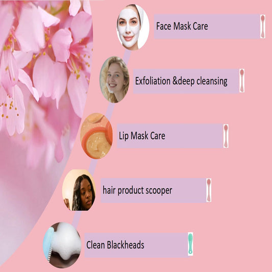 BleshiFashi Premium Silicone Facial Cleansing Brush Combo 3pcs,Mask Applicator and Skincare Brush for Pore Cleansing，Manual Facial Cleansing for Exfoliating Face/Lip/Makeup Removal Scrubber