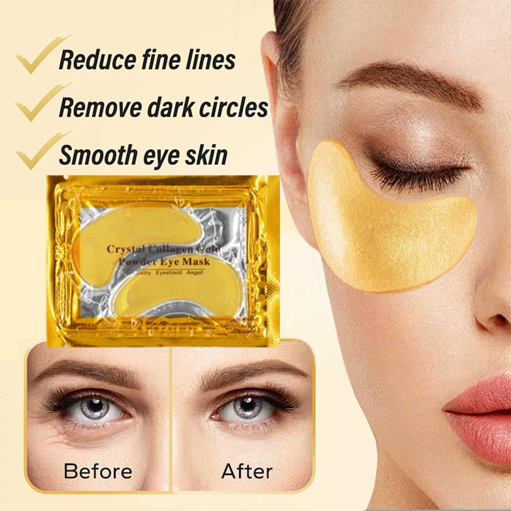 GHFCZOO 30 Pairs Lip & Eye Mask Set - Hydrating Golden Collagen Eye Patches for Dark Circles & Fine Lines, Moisturizing Peach Lip Spa Treatment | Anti-Aging Skincare Combo for Women