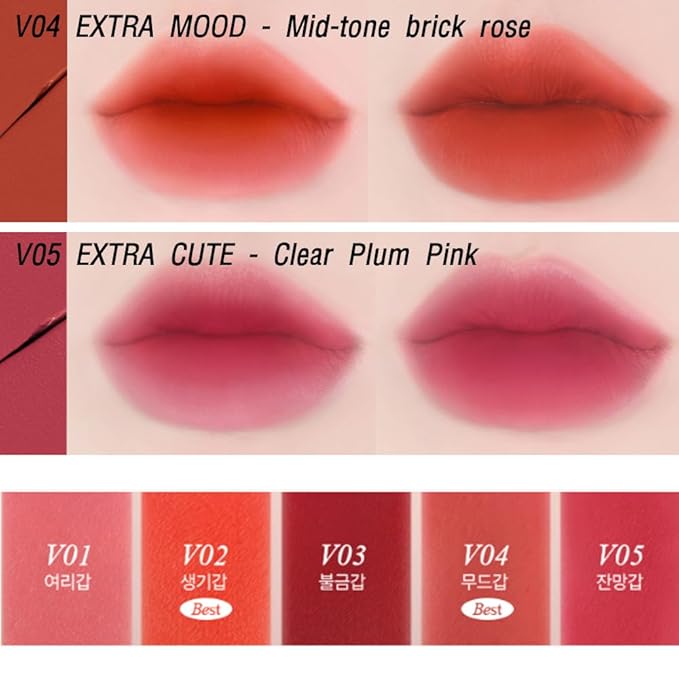 BBIA Last Velvet Tint - Soft & Creamy Matte Finish Lip Stain, Blur Effect with Velvety Texture, Long-Lasting, High Pigment, Lightweight, Non-Drying, Vegan, Korean Lip Makeup (V01 EXTRA PURE)