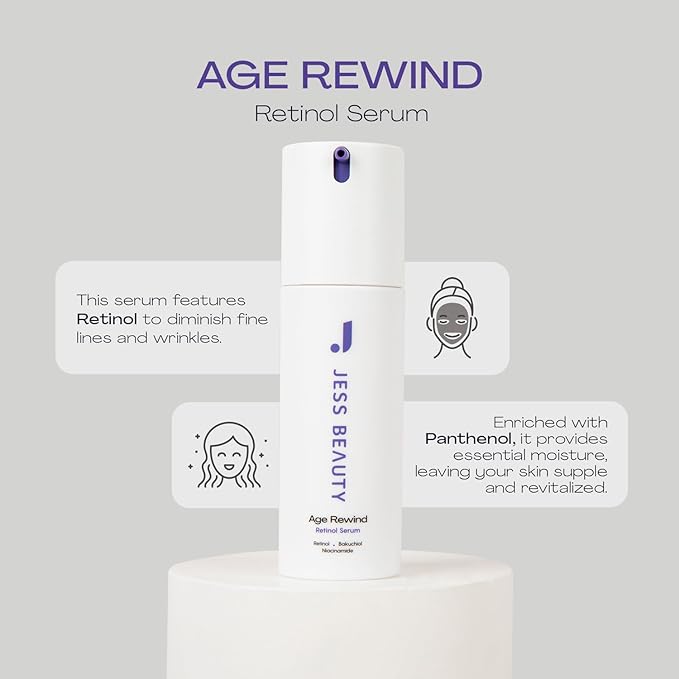 JESS BEAUTY | Skin Care Retinol Cream Centella Asiatica & Hyaluronic Acid | Retinol Night Face Cream Moisturizer 1 fl. oz (Age Rewind)