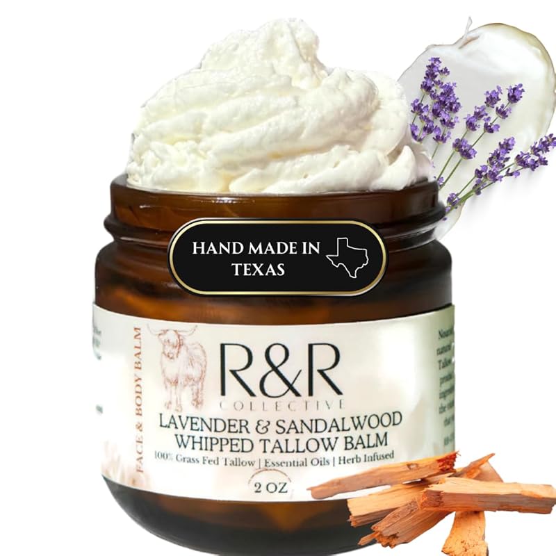 Handmade Tallow Balm (Wildflower)- 100% Grass Fed Beef Tallow for Skin Care- 100% Natural Whipped Tallow Balm -Original Wildflower Scent -Sensitive & Dry Skin, Eczema, Psoriasis- 2 FL. oz