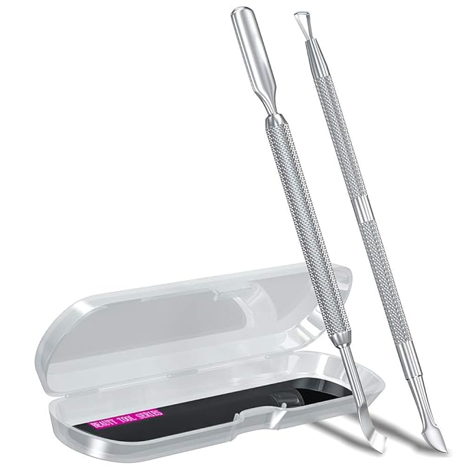 2PCS Metal Silver Cuticle Pusher