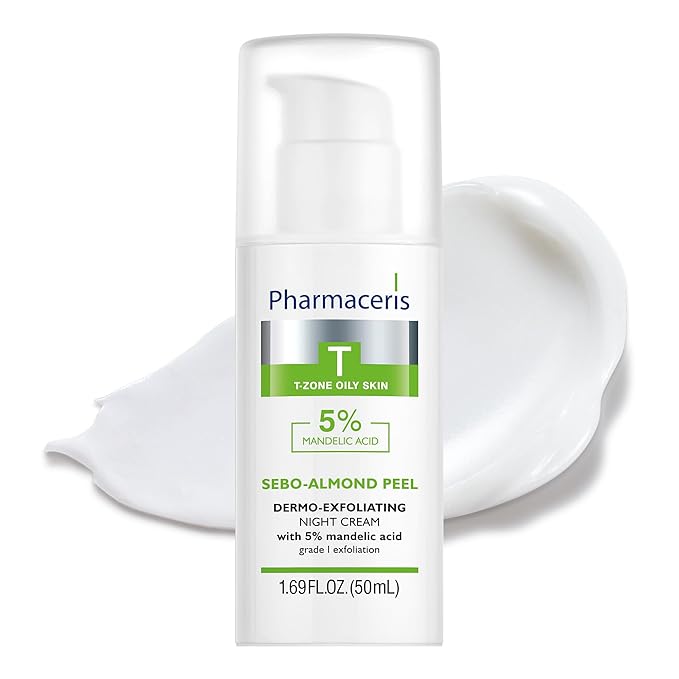 Exfoliating Night Cream 5% Mandelic Acid, Face Cream, Gently Exfoliates, Helps Refine Pores, Helps Reduce Acne & Oil, Cream for Oily & Combination Skin, SEBO-ALMOND PEEL, 1.69 fl oz