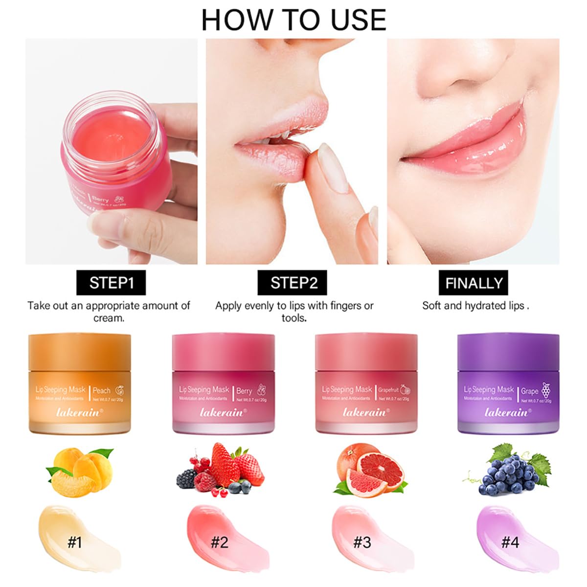 FYEBOO Sleeping Lip Mask, Long-Lasting Nourish & Hydrate, Balm, Oil, Skin Care, Moisturizing Lines Night Sleep Anti-chapped Cream (03# Grapefruit)