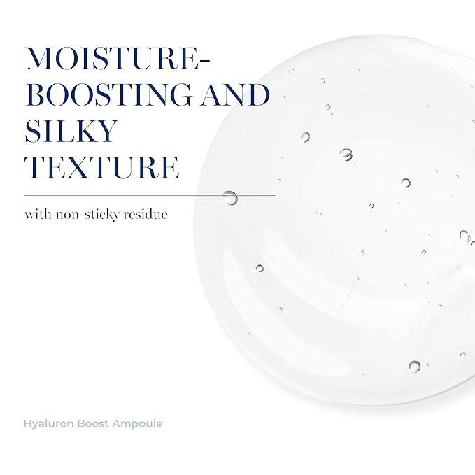 Hyaluron Boost Ampoule 1.52 fl oz, Deep Hydration Serum with 6 Types of Hyaluronic Acids & 5 Peptides, Barrier Support & Glass Skin Glow, Non-greasy, Hypoallergenic, Korean Skin care