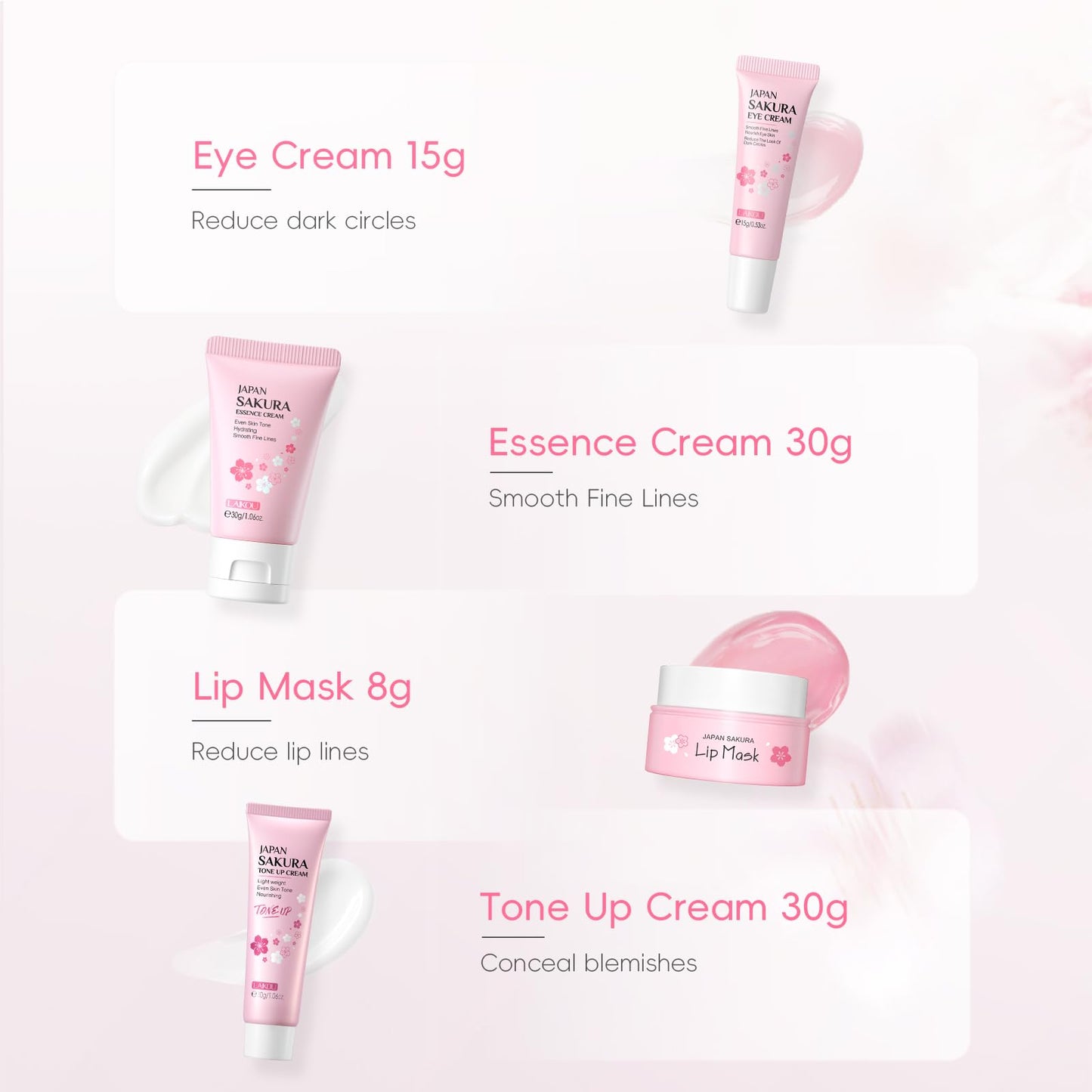 LAIKOU Sakura Skincare Set for Teen Girls, Complete 34PCS Face Care Kit, Christmas Pamper Gift Set for Women & Teenage Girls, Hydrating & Nourishing Travel-Friendly Daily Facial Skincare Routine