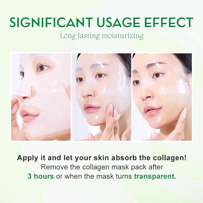 Collagen Face Mask 4-Pack - Hydrogel Sheet Mask with Hyaluronic Acid & Peptides for Instant Glow,Korean overight Wrapping Face Sheet,Elasticity Enhancing,Firming,Moisturizing