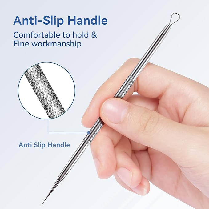 6 Pcs Blackhead Remover Tools,Blackhead Extractor,Pimple Popper Tool Kit for Blackhead, Whitehead, Acne, Zit, Comdone, Pores, Fat Granules, Blemishs on Nose, Face & Ear