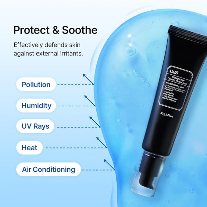 DearKlairs Midnight Blue Clearing Water Gel Cream 1.76 Ounce, Improve Dullness, Pigmentation, Red Spot, Bumps, No irritation, For Oily Skin