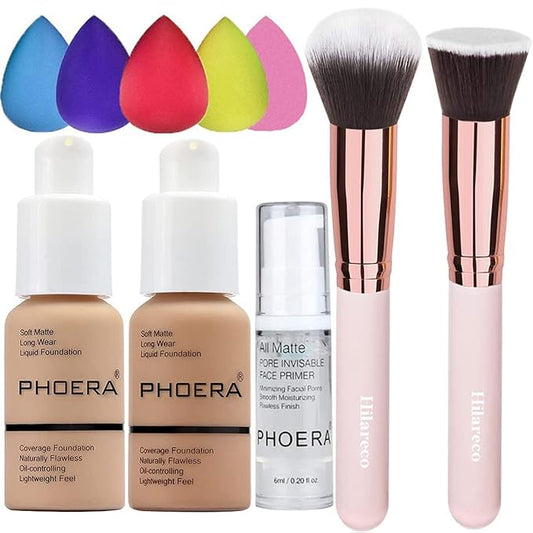 PHOERA Foundation 104 and 105 & Face Primer,Liquid 30ml
