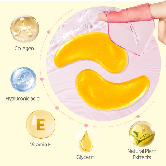 30 Pcs Lip Masks & Eye Masks, 24K Gold Crystal Gel Collagen Eye Pads, Cherry Under Eye Patches for Puffy Eyes, Dark Circles, Wrinkles and Fine Lines, Bachelorette Party Favors, Bridesmaid Gifts