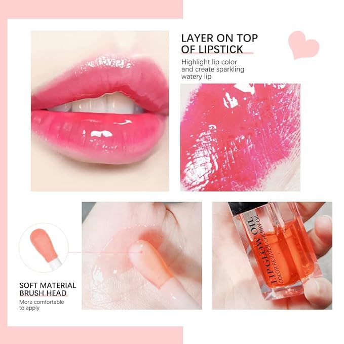 Hydrating Lip Glow Oil, Moisturizing Lip Glow Oil, Nourishing Glossy Transparent Lip Oil, Plumping Lip Oil, Lip Balm, Non-sticky Tinted Toot Lip Balm for Lip Care (SZ01881-2pcs Raspberry)