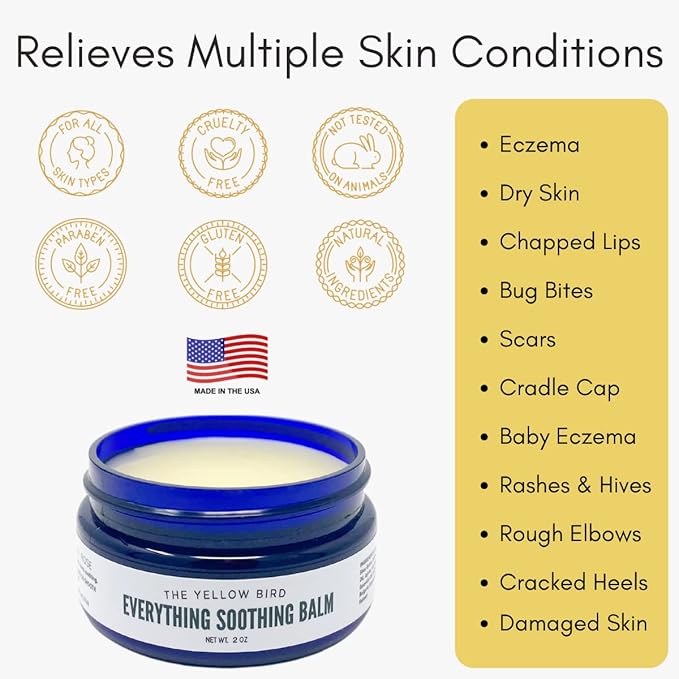 The Yellow Bird Everything Soothing Multi-Purpose Skin Balm (Arnica Chamomile Copaiba Rose, 2 Oz (Pack of 1))