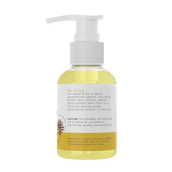 Calendula Face Cleanser - Hydrating Creamy Facial Wash with Hyaluronic Acid, Coconut Oil & Glycerin - Calming, Moisturizing & Vegan For Dry, Oily, Sensitive or Irritated Skin - 4 oz