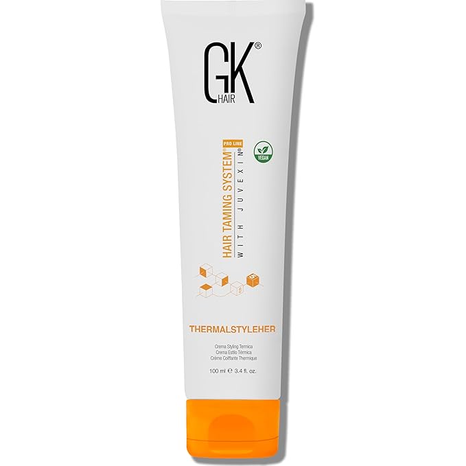 Global Keratin GKhair ThermalStyleHer - 100ml/3.4oz Heat Styling Protection Anti Frizz Hair Cream Thermal Flat Ironing Style Protector for Men & Women (3.4 Ounce)