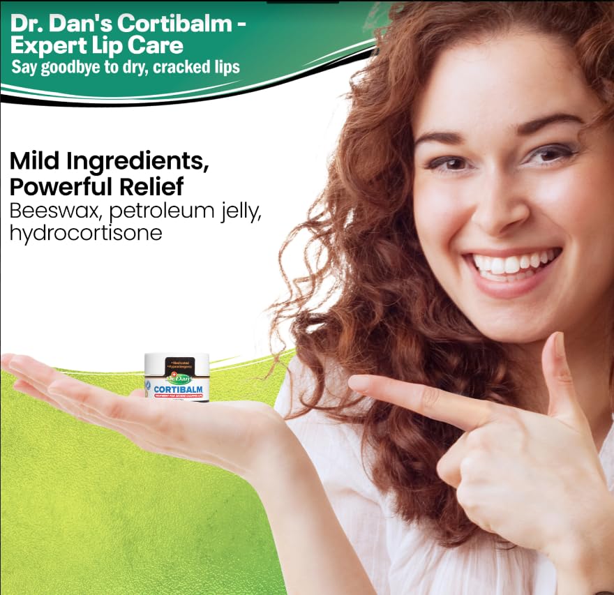 Dr. Dan's Cortibalm Jar - 1 Pack - for Dry Cracked Lips - Healing Lip Balm Jar for Severely Chapped Lips - Designed for Men, Women and Children -