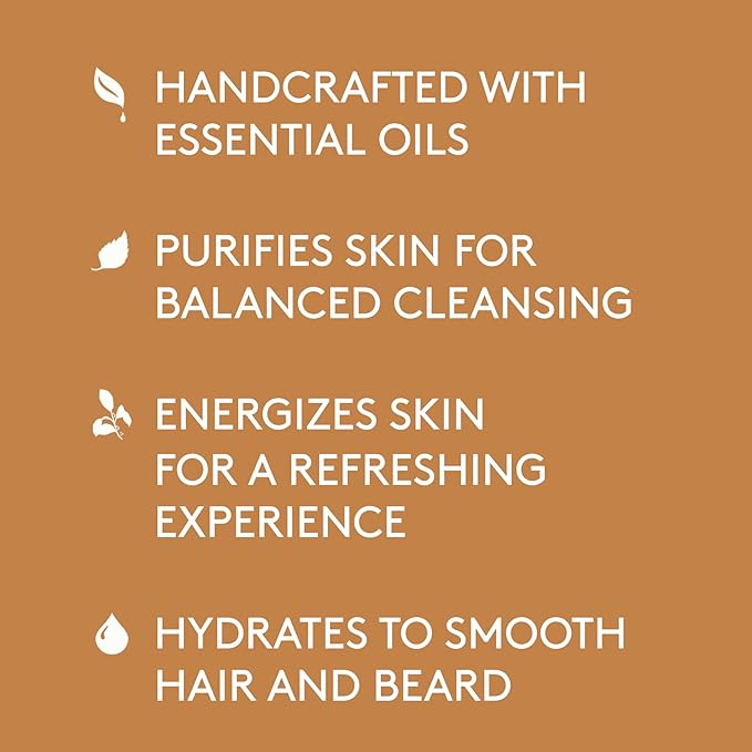 Barrel and Oak - All-In-One Body Wash, Men's Face, Hair, & Body Wash, Natural Exfoliator & Moisturizer, Hydrates Hair & Beard, Fragrant Amber Scent, Certified Organic (Spiced Sandalwood, 16oz)