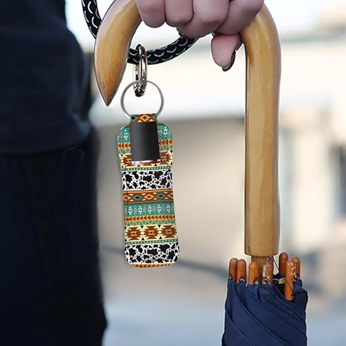 Horeset Aztec Style Novelty Women Chapstick Holder Keychain