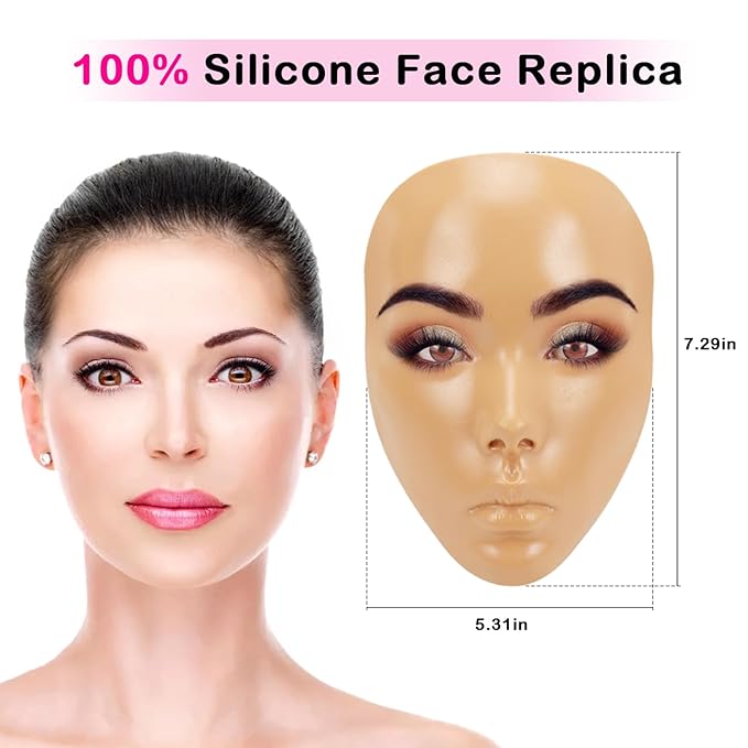 3D Makeup Practice Face Board,Reusable Silicone