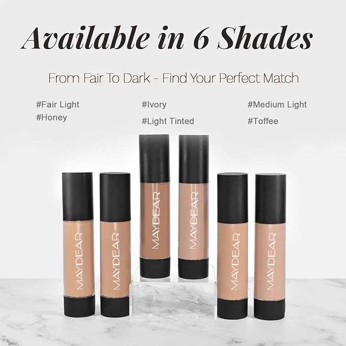 Maydear Tinted Moisturizer for Face, Matte Finish, Hydrating, Toffee, 1.(50ml) 7 oz