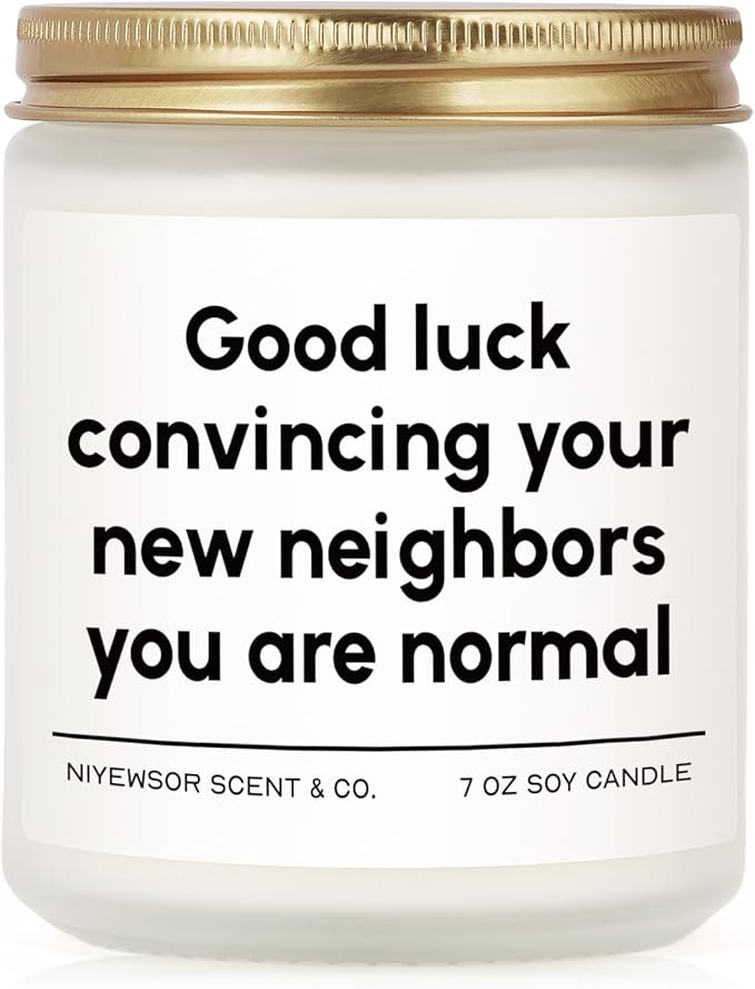 Niyewsor House Warming Gifts, New House/Home Candle, Funny Housewarming Gift for Friends, New Homeowner Gifts, First Apartment Essentials, Moving Away Gift, Handmade, 7oz