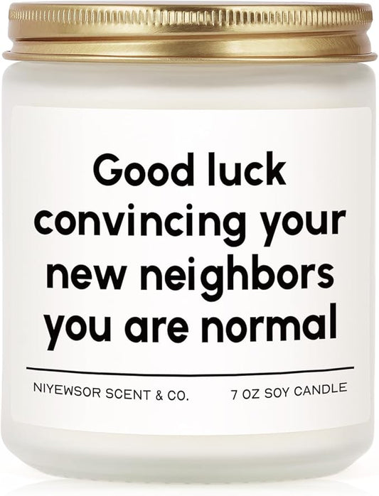 Niyewsor House Warming Gifts, New House/Home Candle, Funny Housewarming Gift for Friends, New Homeowner Gifts, First Apartment Essentials, Moving Away Gift, Handmade, 7oz