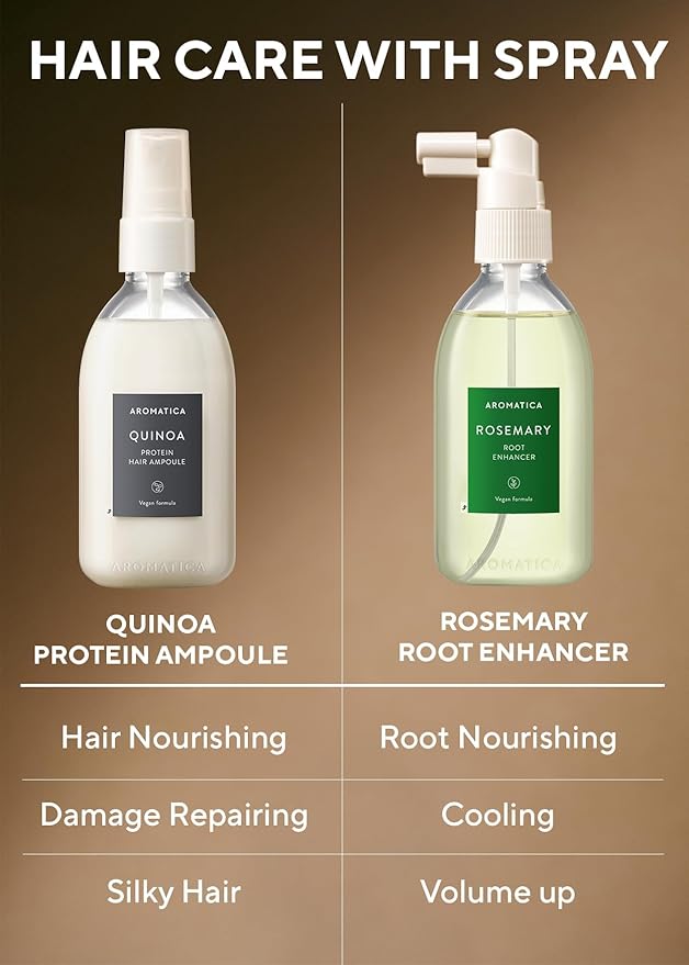 AROMATICA Quinoa Protein Hair Ampoule 3.38 fl. Oz - Vegan Protein Hair Serum for Silky Hair | Nourishing Dry, Damaged Hair | Silicone Free