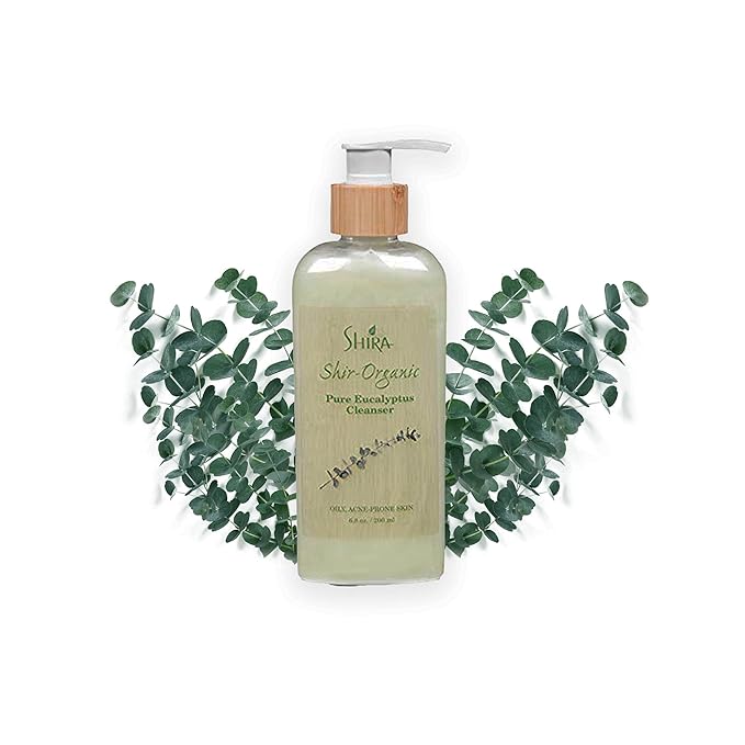 Shir Organic Eucalyptus Cleanser Hydrating Facial Cleanser for Normal to Oily Skin. Antibacterial Acne Cleanser with Eucalyptus (200 ml)