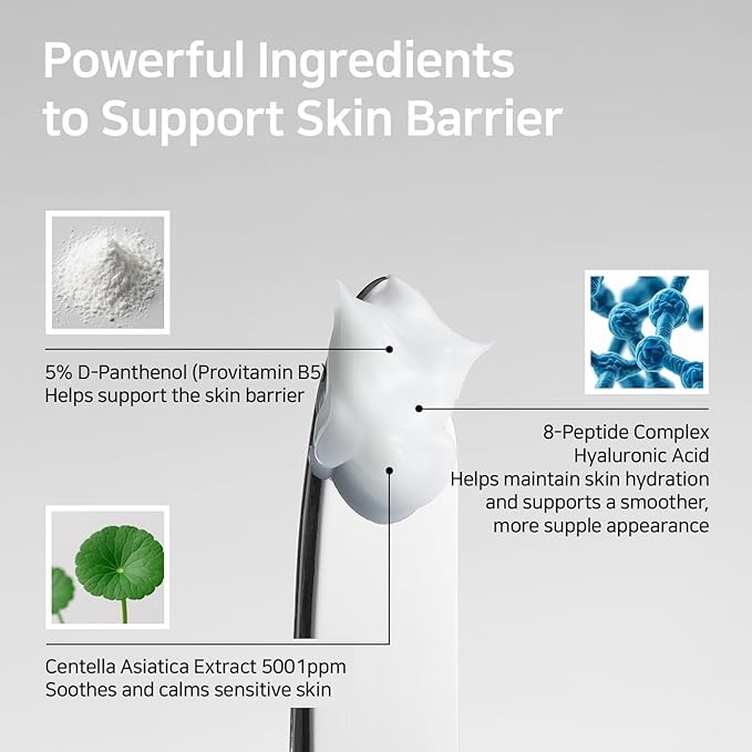 Centella B5 Moisture Cream - Daily Face Moisturizer with Panthenol, Centella & 8-Peptide Complex, Korean skincare for Skin Barrier, Fragrance-Free (1.85 fl. oz. 55ml)