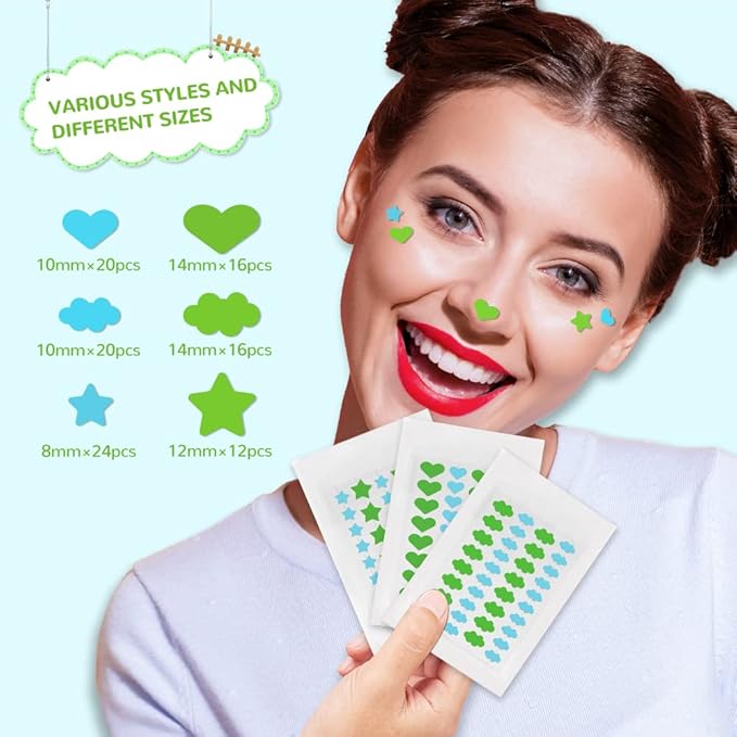Acne Patch Pimple Patch, Hydrocolloid Acne Stickers Acne Patch, 108 Dots Patches Acne Absorbing Cover Patch for for Acne Blemish, Pimples, Whiteheads, Zit,12mm & 8mm