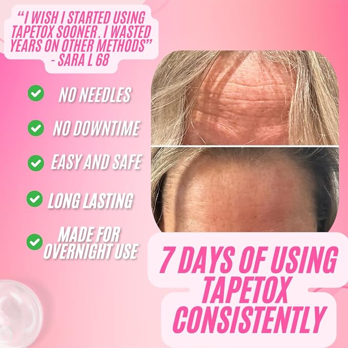 Face Tape for Wrinkles - Anti-Wrinkle Lifting Strips - Forehead & Eye Wrinkle Remover - Tape Tox Pre-Cut Face Strips - Skin Tightening Patches - 30 Days Supply