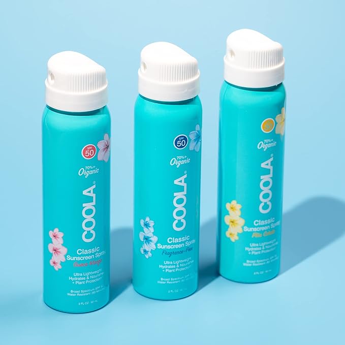 COOLA Organic Sunscreen SPF 50 Sunblock Spray, Dermatologist Tested Skin Care for Daily Protection, Vegan and Gluten Free, Fragrance Free, 2 Fl Oz