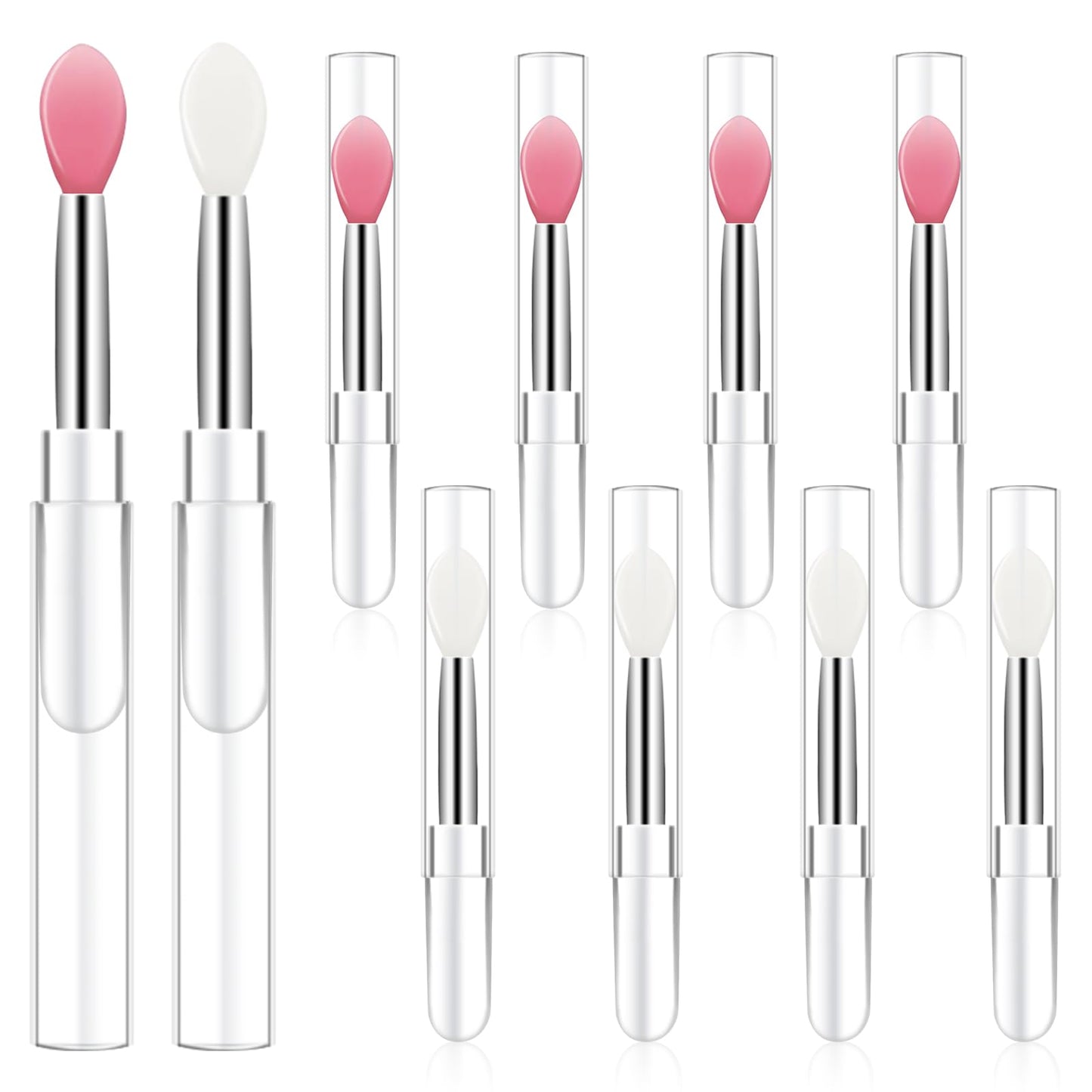 10Pcs Silicone Lip Brushes Tool, Reusable Lip Balm Applicator Lipstick Applicator Brushes with Caps Eyeshadow Lips Brush for Lipsticks, Lips Gloss and Other Cream Makeup Produts