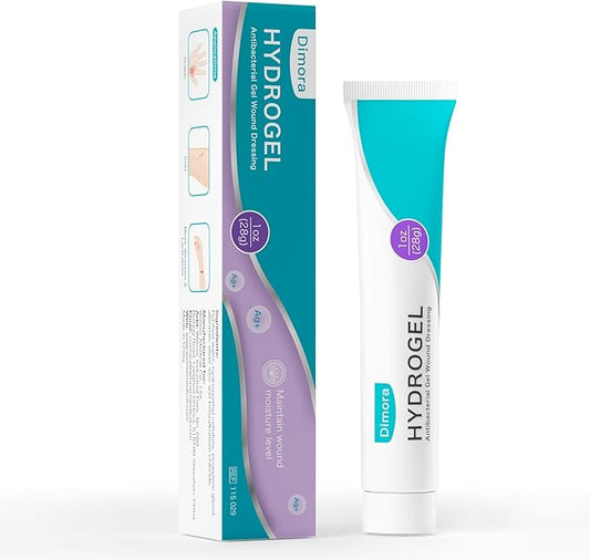 Dimora Antibacterial Gel Wound Dressing 1oz - Silver Hydrogel First Aid Ointment for Wound Healing, Antibacterial Care for Minor Cuts, Abrasions, Lacerations & Burns, Safe Non-Amorphous Formula