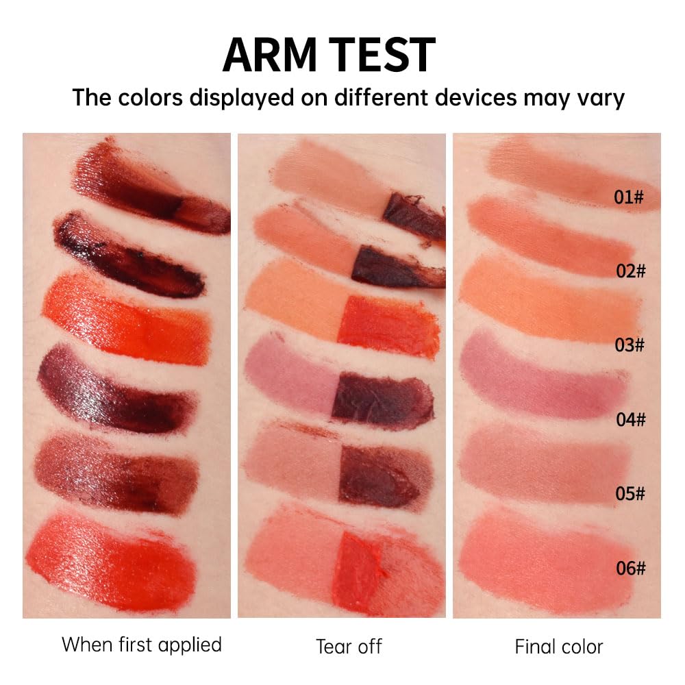 Hxssll Matte Lip Stain Peel Off Lip line Tattoo, Peel-off Lip Stain Masque - All Day Peel Off Lip Tint，Long Lasting Waterproof Transfer-proof Lip Mask Lip Color Peel Off Lip Gloss,Stay Lip Makeup 04#