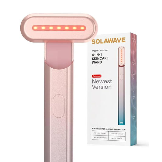 Solawave 4-in-1 Red Light Therapy Wand for Face & Neck | Beauty Device with Galvanic Current, Massager & Warmth | Anti-Aging, Wrinkle Reduction, Skin Tightening, Depuffing & Rejuvenation (Ombre)
