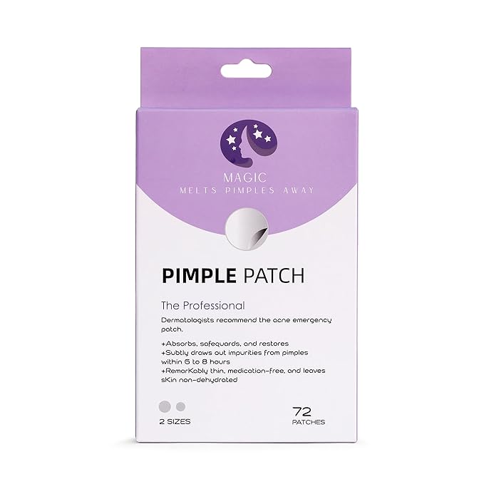 Hydrocolloid Acne Pimple Patches for Covering Zits and Blemishes, Spot Stickers for Face and Skin (72 Count)