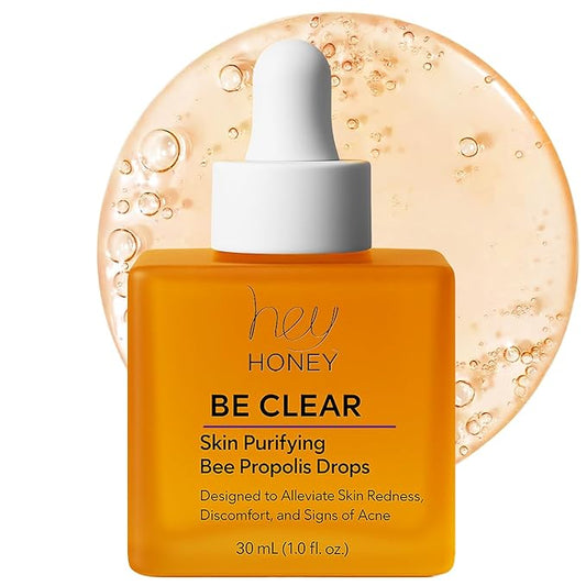 Hey Honey Skincare Be Clear Skin Purifying Bee Propolis Drops Serum | Designed To Alleviate Skin Redness, Discomfort, Blemishes & Acne | 1 Oz