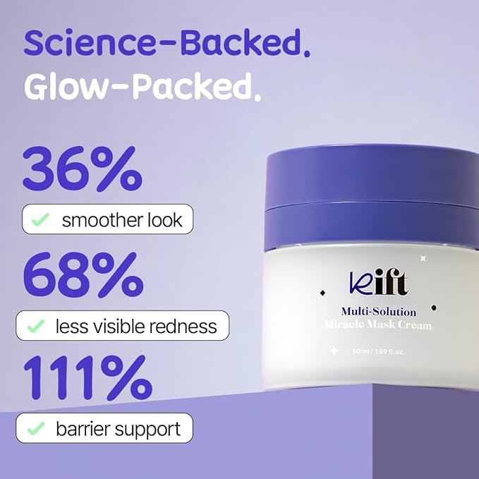 kift Multi-Solution Miracle Cream, All-in-One Moisturizer & Overnight Mask for Deep Hydration, Soothing Sensitive Skin, Pudding-Like Texture, Fragrance-Free, 1.69 fl oz